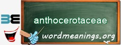 WordMeaning blackboard for anthocerotaceae